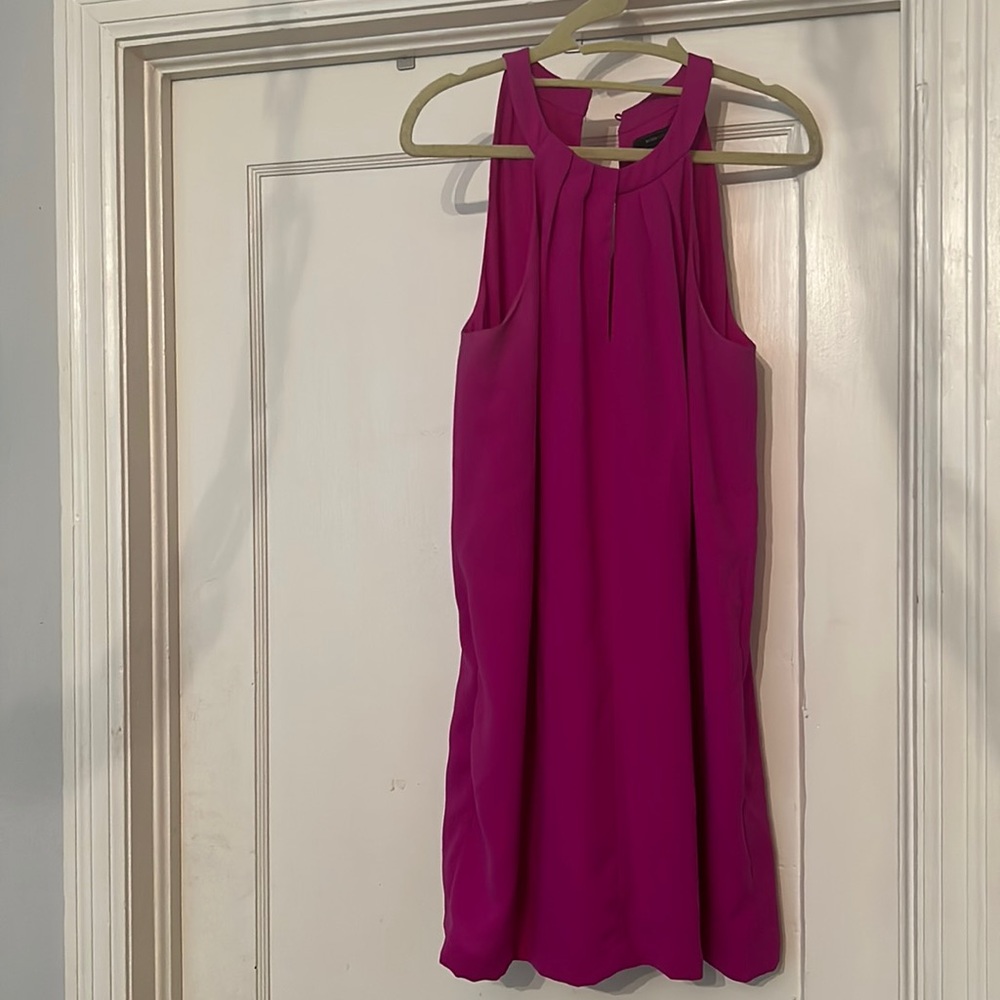 BCBG Magenta key hole high neck cocktail dress